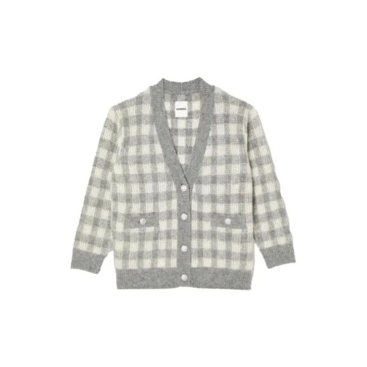 Sandro Sandro Gray V-Neck Button-Up Knit Sweater 0079 Size S / US 4 / IT 40 - 2 Thumbnail