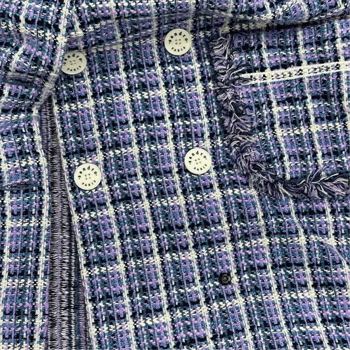 Sandro Sandro Blue Tweed Double-Breasted Dress 0079 Size S / US 4 / IT 40 - 4 Thumbnail