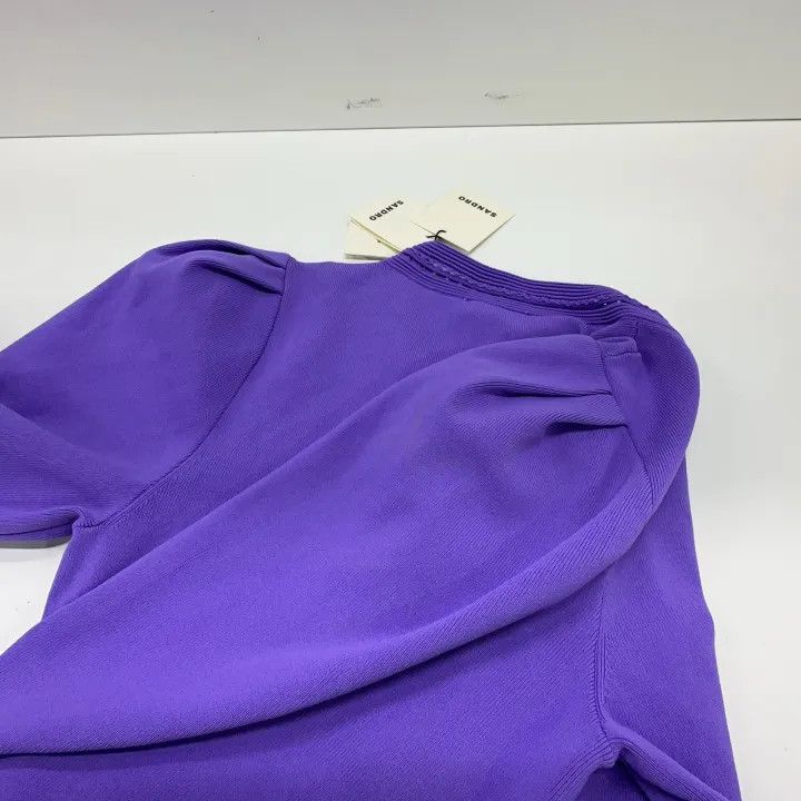 Sandro Sandro Purple V-Neck Long Sleeve Dress 0079 Size M / US 6-8 / IT 42-44 - 8 Thumbnail