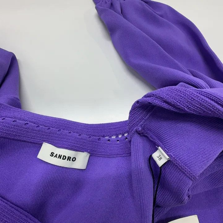 Sandro Sandro Purple V-Neck Long Sleeve Dress 0079 Size M / US 6-8 / IT 42-44 - 5 Thumbnail