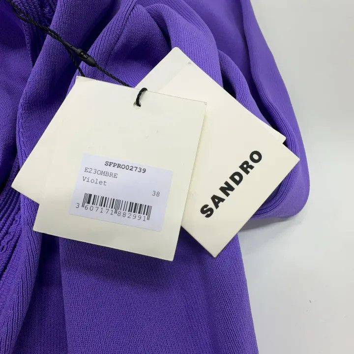 Sandro Sandro Purple V-Neck Long Sleeve Dress 0079 Size M / US 6-8 / IT 42-44 - 4 Thumbnail
