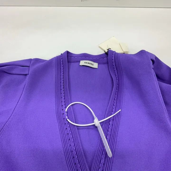 Sandro Sandro Purple V-Neck Long Sleeve Dress 0079 Size M / US 6-8 / IT 42-44 - 7 Thumbnail