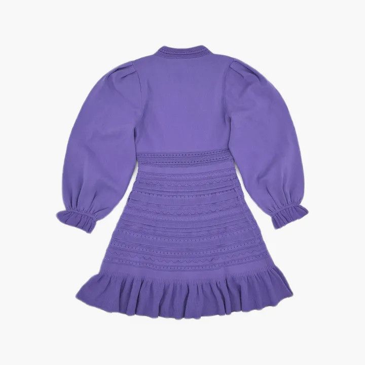 Sandro Sandro Purple V-Neck Long Sleeve Dress 0079 Size M / US 6-8 / IT 42-44 - 3 Thumbnail