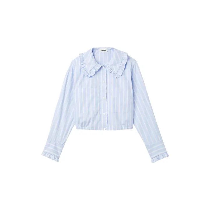 Sandro Sandro Striped Long Sleeve Blouse for Women 0079 Size XS / US 0-2 / IT 36-38 - 2 Thumbnail