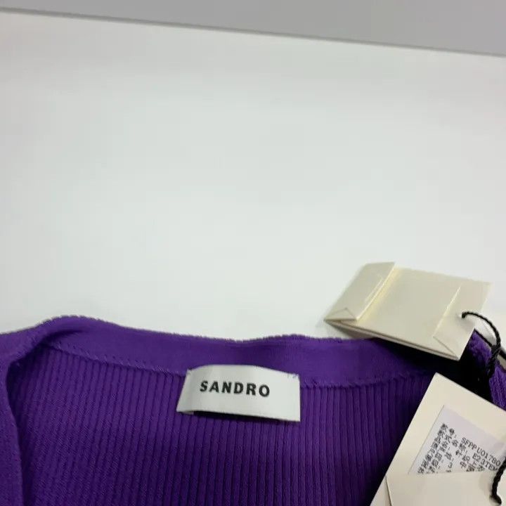 Sandro Sandro Purple V-Neck Short Sleeve T-Shirt 0079 Size L / US 10 / IT 46 - 4 Thumbnail