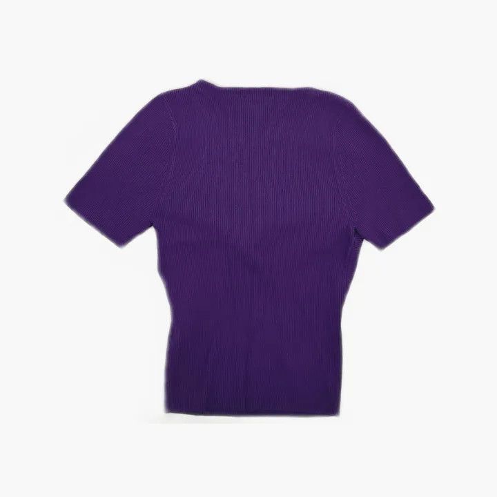 Sandro Sandro Purple V-Neck Short Sleeve T-Shirt 0079 Size L / US 10 / IT 46 - 3 Thumbnail