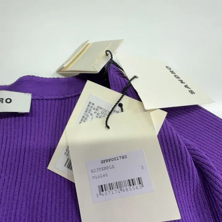 Sandro Sandro Purple V-Neck Short Sleeve T-Shirt 0079 Size L / US 10 / IT 46 - 5 Thumbnail