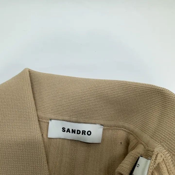Sandro Sandro Beige Textured Knit Top for Women 0079 Size XXS / US 00 / IT 34 - 6 Thumbnail