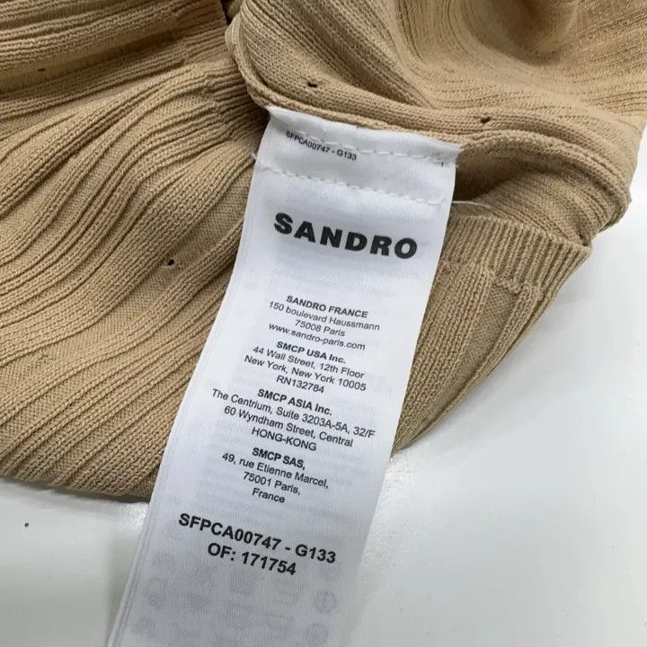 Sandro Sandro Beige Textured Knit Top for Women 0079 Size XXS / US 00 / IT 34 - 7 Thumbnail