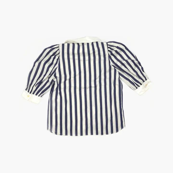 Sandro Sandro Striped Puff Sleeve Shirt in Blue 0079 Size S / US 4 / IT 40 - 2 Thumbnail