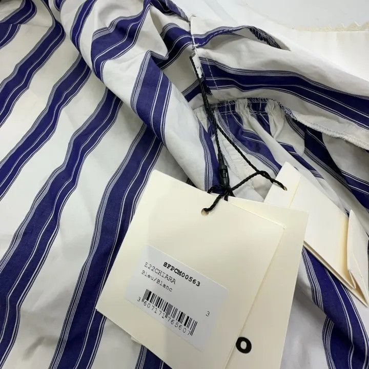 Sandro Sandro Striped Puff Sleeve Shirt in Blue 0079 Size S / US 4 / IT 40 - 3 Thumbnail