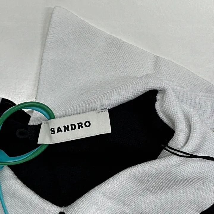 Sandro Sandro Black Pleated Polo Knit Dress 0079 Size XS / US 0-2 / IT 36-38 - 3 Thumbnail