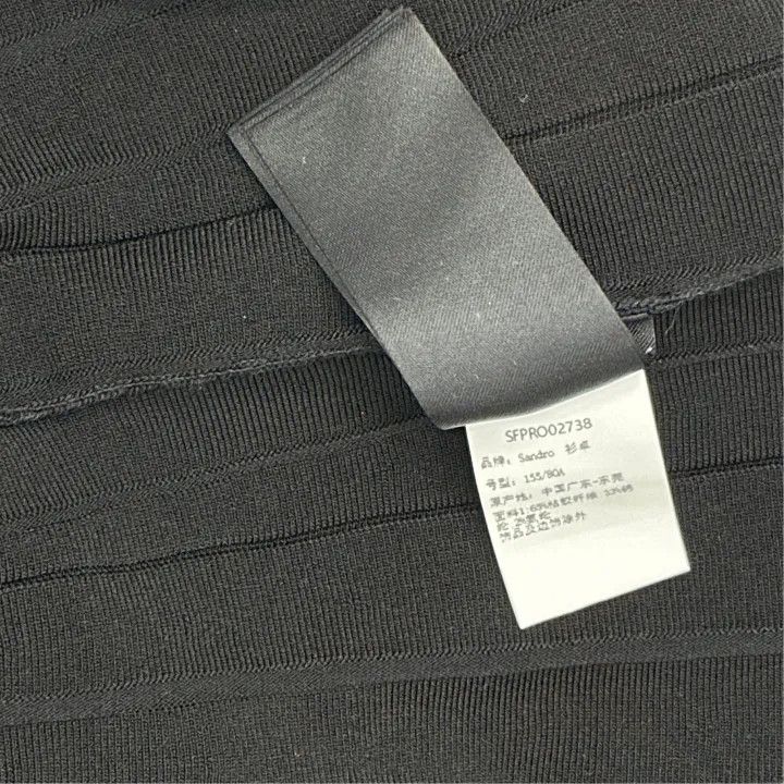 Sandro Sandro Black Pleated Polo Knit Dress 0079 Size XS / US 0-2 / IT 36-38 - 4 Thumbnail