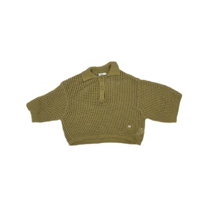 Sandro Sandro Olive Color Polo Short Sleeve Top 0079 Size XS / US 0-2 / IT 36-38 - 2 Thumbnail