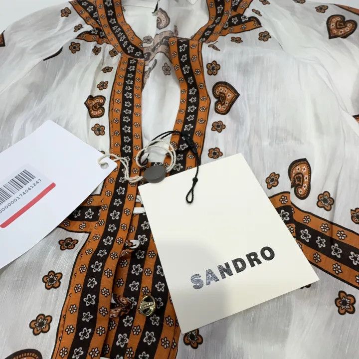Sandro Sandro Retro V-Neck Long Sleeve Dress 0079 Size M / US 6-8 / IT 42-44 - 5 Thumbnail