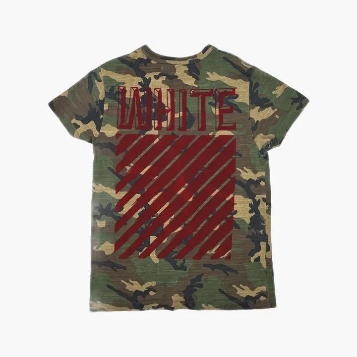 Off-White OFF-WHITE Camouflage Red Velvet Short Sleeve T-Shirt 0079 Size US XXS / EU 40 - 2 Thumbnail