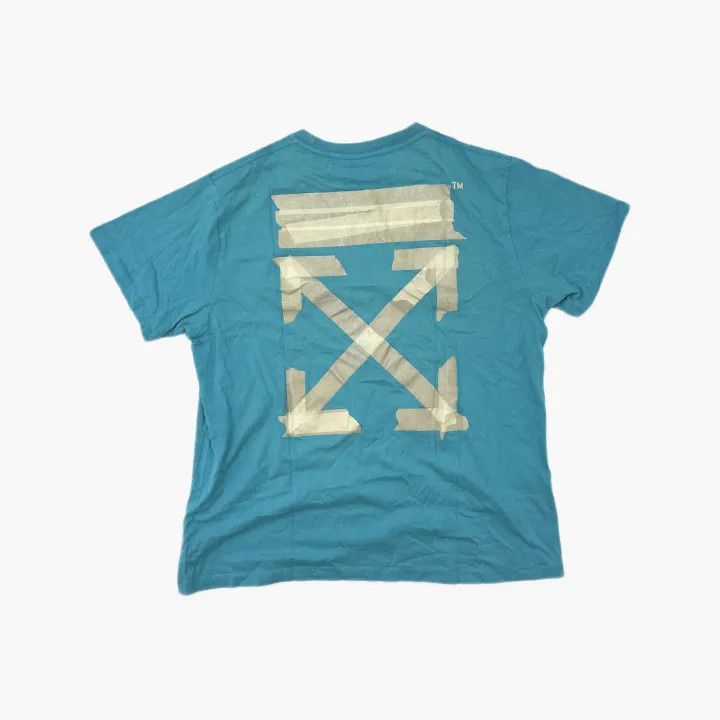 Off-White OFF-WHITE Blue Graphic Tape Short Sleeve T-Shirt 0079 Size US M / EU 48-50 / 2 - 2 Thumbnail
