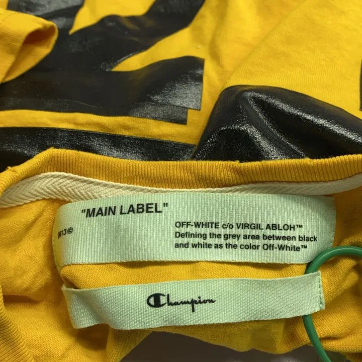 Off-White Off-White x Champion Distressed Yellow T-Shirt 0079 Size US S / EU 44-46 / 1 - 4 Thumbnail