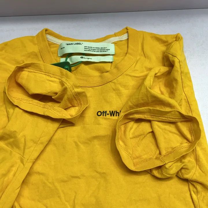 Off-White Off-White x Champion Distressed Yellow T-Shirt 0079 Size US S / EU 44-46 / 1 - 11 Thumbnail