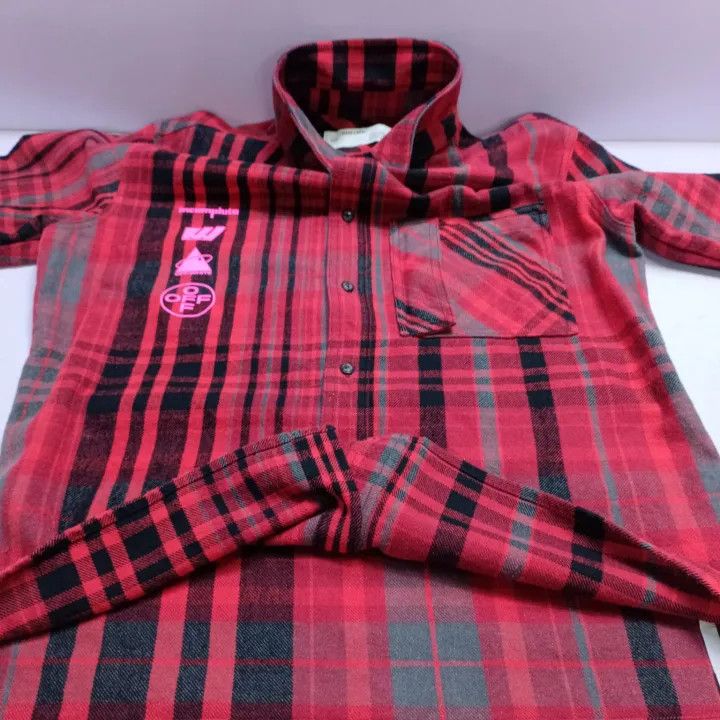 Off-White OFF-WHITE Mariana De Silva Red Plaid Shirt 0079 Size US XL / EU 56 / 4 - 10 Thumbnail