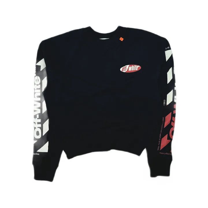 Off-White OFF-WHITE SS19 Black Diagonal Print Crewneck Sweatshirt 0079 Size US XXS / EU 40 - 2 Thumbnail