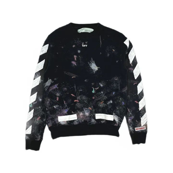 Off-White OFF-WHITE Starry Ink Splash Hoodie Black 0079 Size US XXS / EU 40 - 2 Thumbnail