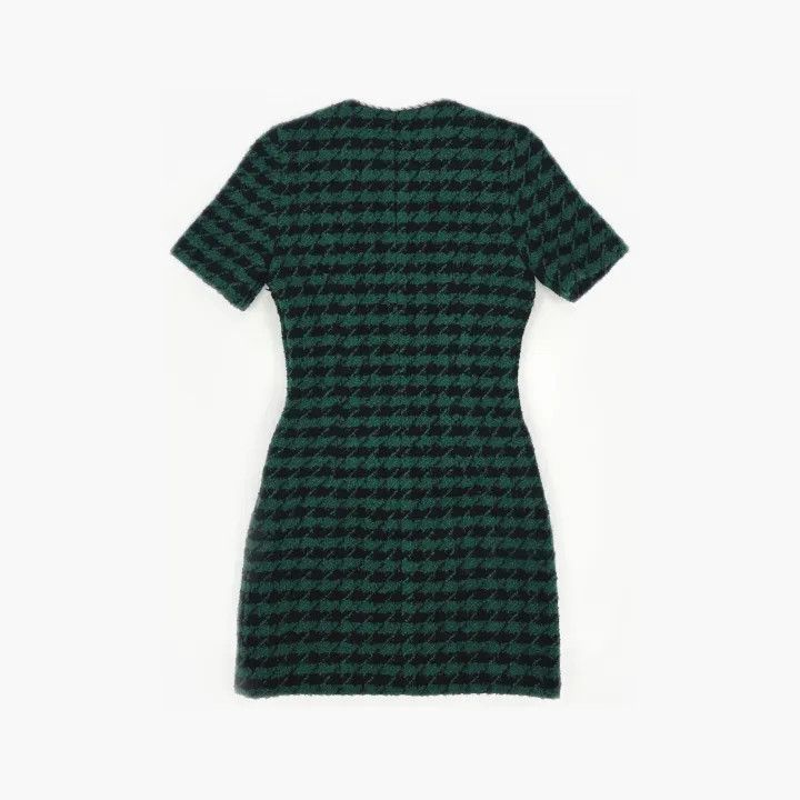 Sandro Sandro Green Check Short Sleeve Dress 0079 Size XXS / US 00 / IT 34 - 3 Thumbnail