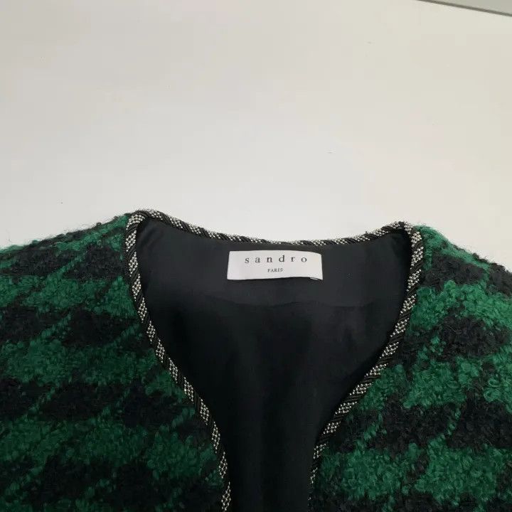Sandro Sandro Green Check Short Sleeve Dress 0079 Size XXS / US 00 / IT 34 - 7 Thumbnail