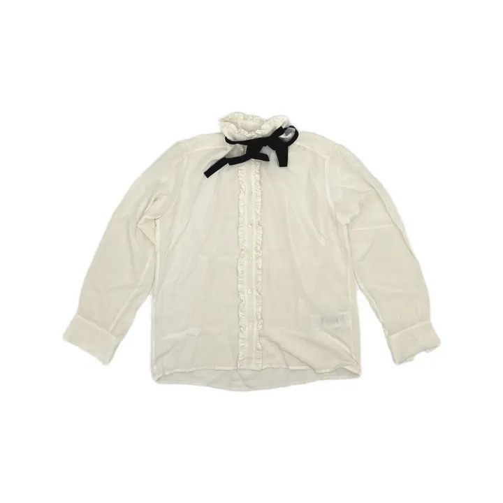 Sandro Sandro White Long Sleeve Bow Tie Shirt 0079 Size S / US 4 / IT 40 - 2 Thumbnail