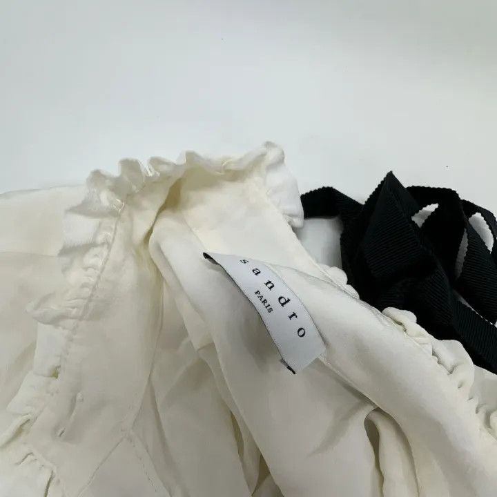 Sandro Sandro White Long Sleeve Bow Tie Shirt 0079 Size S / US 4 / IT 40 - 5 Thumbnail