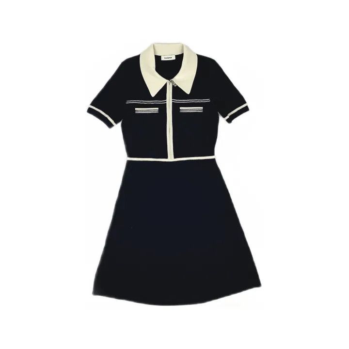 Sandro Sandro Black Short Sleeve Dress 0079 Size XS / US 0-2 / IT 36-38 - 2 Thumbnail