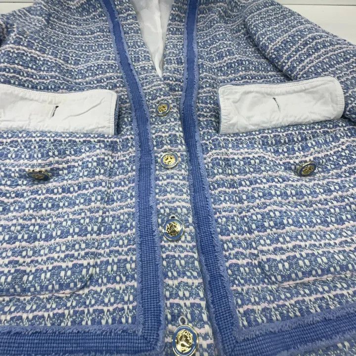 Sandro Sandro Blue Color Block V-Neck Knit Sweater 0079 Size M / US 6-8 / IT 42-44 - 8 Thumbnail