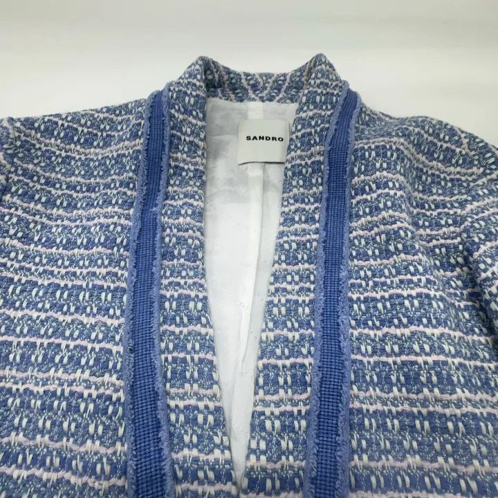 Sandro Sandro Blue Color Block V-Neck Knit Sweater 0079 Size M / US 6-8 / IT 42-44 - 7 Thumbnail