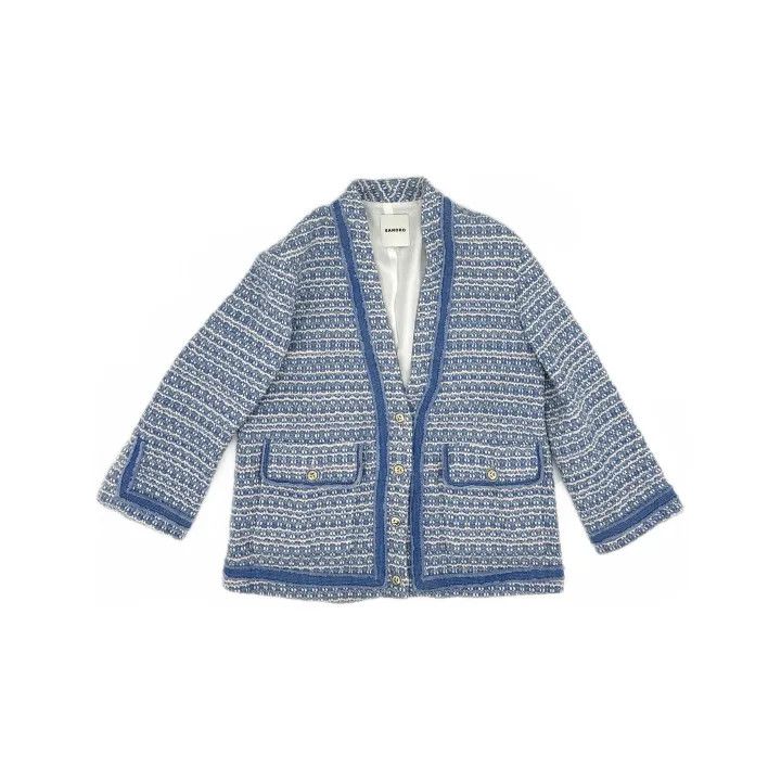 Sandro Sandro Blue Color Block V-Neck Knit Sweater 0079 Size M / US 6-8 / IT 42-44 - 2 Thumbnail