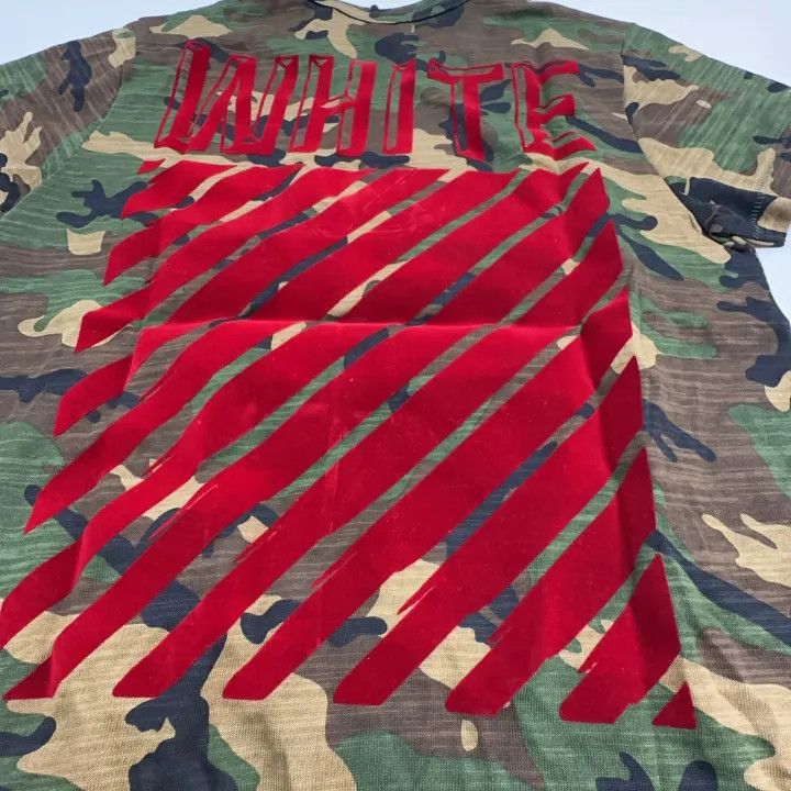 Off-White OFF-WHITE Camouflage Red Velvet T-shirt for Men 0079 Size US XXS / EU 40 - 7 Thumbnail