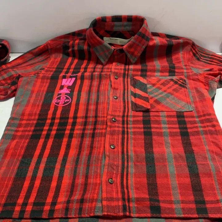 Off-White OFF-WHITE Mariana De Silva Red Plaid Shirt 0079 Size US XL / EU 56 / 4 - 12 Thumbnail