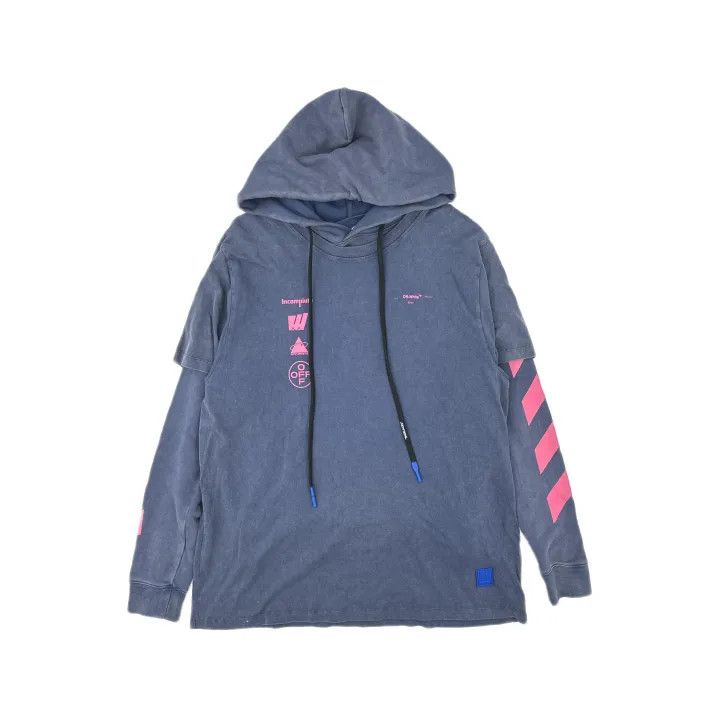 Off-White Off-White Blue Layered Graphic Hoodie 0079 Size US M / EU 48-50 / 2 - 2 Thumbnail