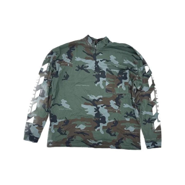 Off-White Off-White Camouflage Print Half-Zip Long Sleeve T-Shirt 0079 Size US M / EU 48-50 / 2 - 2 Thumbnail