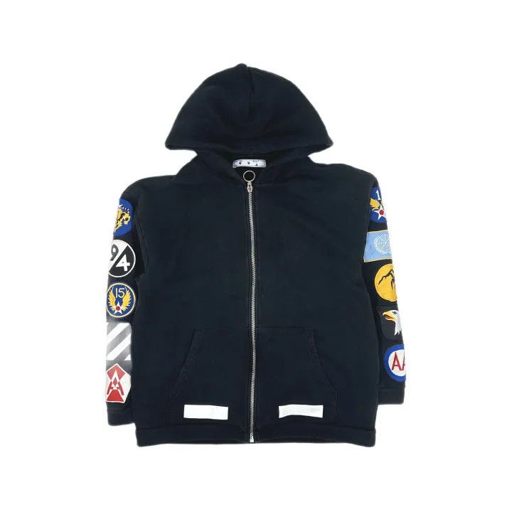 Off-White Off-White Black Detail Zip Hoodie for Men 0079 Size US M / EU 48-50 / 2 - 2 Thumbnail