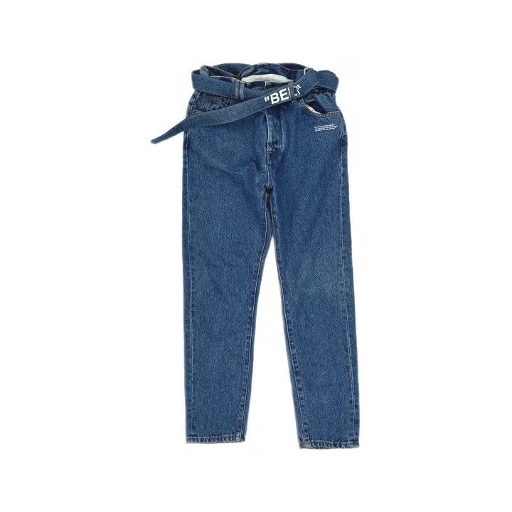 Off-White Off-White Minimalist Letter Print Denim Pants 0079 Size US 30 / EU 46 - 2 Thumbnail