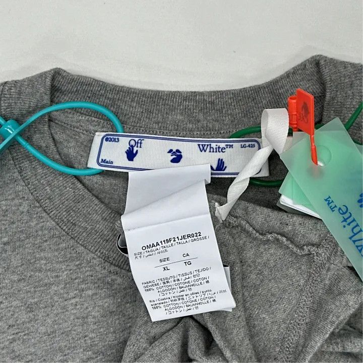 Off-White Off-White FW21 Logo Print Gray Short Sleeve T-Shirt 0079 Size US XL / EU 56 / 4 - 3 Thumbnail