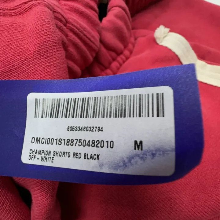 Off-White Off-White x Champion Red Logo Embroidered Shorts 0079 Size US 27 - 2 Thumbnail