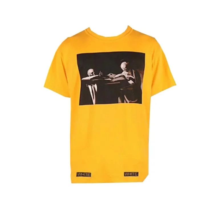 Off-White Off-White Virgil Abloh Yellow Graphic Tee 0079 Size US XXS / EU 40 - 2 Thumbnail