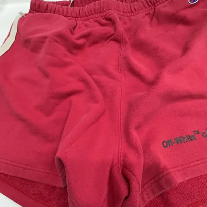 Off-White Off-White x Champion Red Embroidered Shorts 0079 Size US 27 - 6 Thumbnail