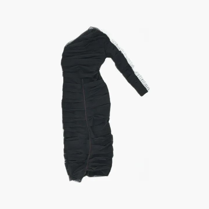 Off-White OFF-WHITE Black Mesh Letter Print Dress 0079 Size US 40 / EU 56 - 3 Thumbnail