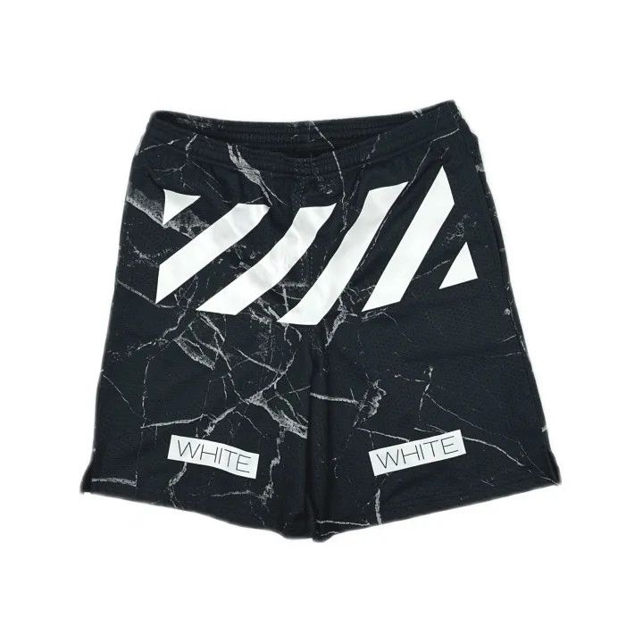 パンツ OFF-WHITE MARBLE MESH SHORTS Off-White Off-White Black Marble Print Mesh Shorts 0079 | Grailed