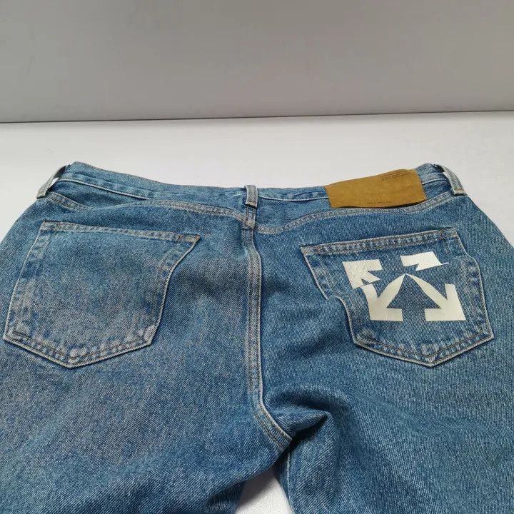 Off-White Off-White Logo Straight Leg Denim Jeans 0079 Size US 33 - 4 Thumbnail