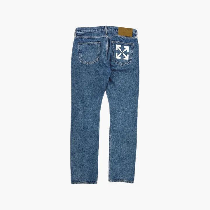 Off-White Off-White Logo Straight Leg Denim Jeans 0079 Size US 33 - 3 Thumbnail