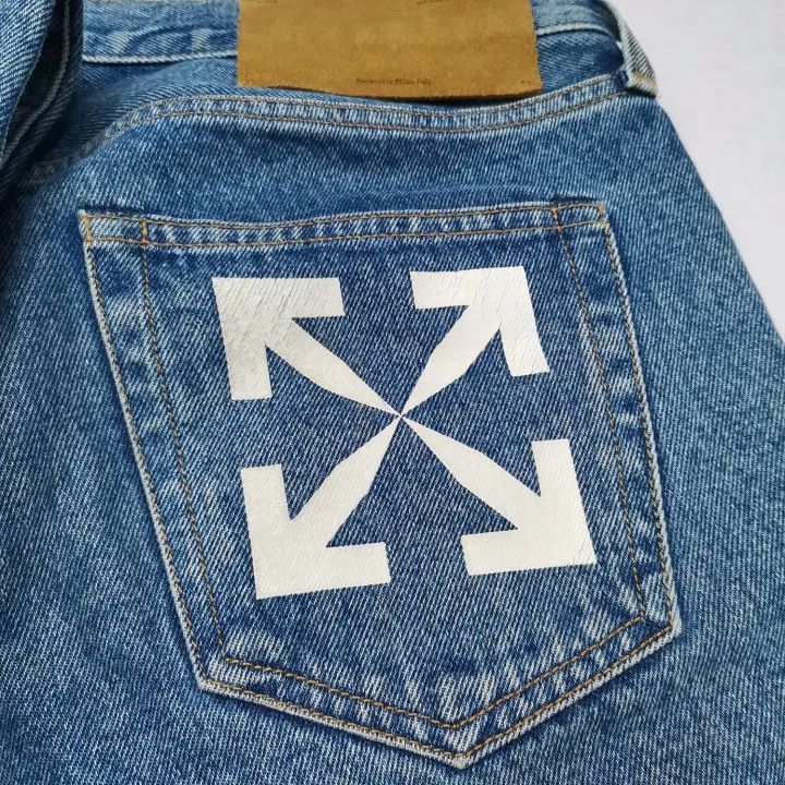 Off-White Off-White Logo Straight Leg Denim Jeans 0079 Size US 33 - 8 Thumbnail