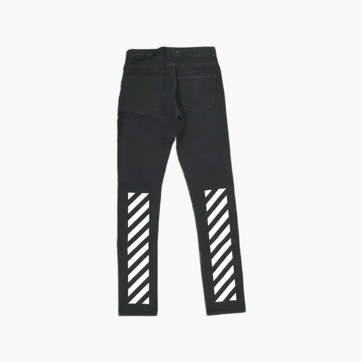 Off-White Off-White Distressed Slim Fit Black Jeans 0079 Size US 31 - 3 Thumbnail